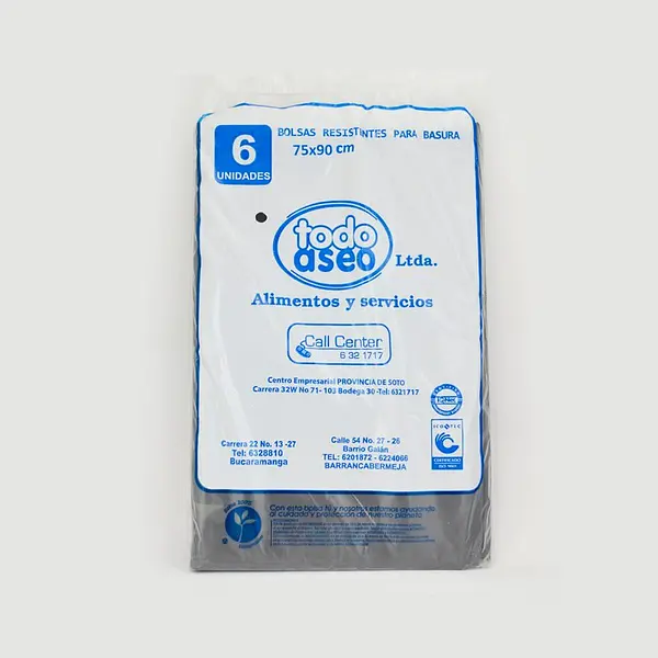 Bolsa Aseo Negra X6 Ref 75x90n