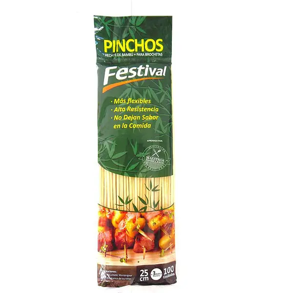 Palo Bambu Pinchuzos 25cms x 100