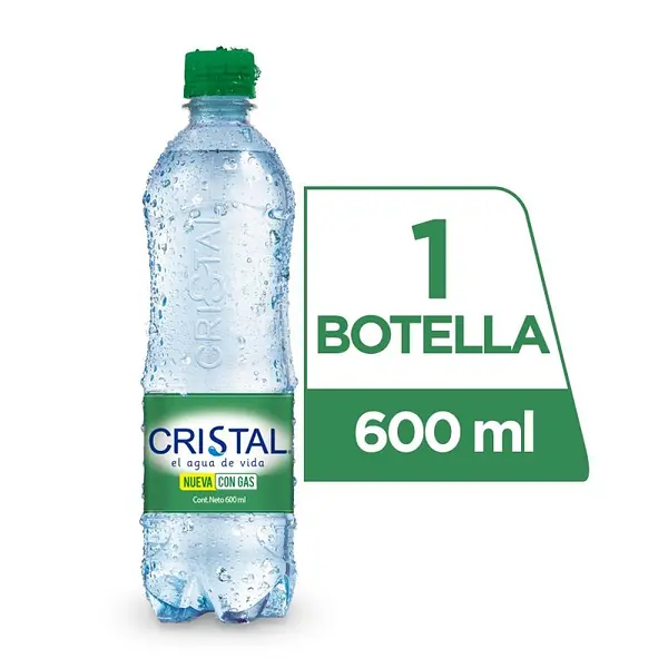 Agua Cristal 600ml con Gas